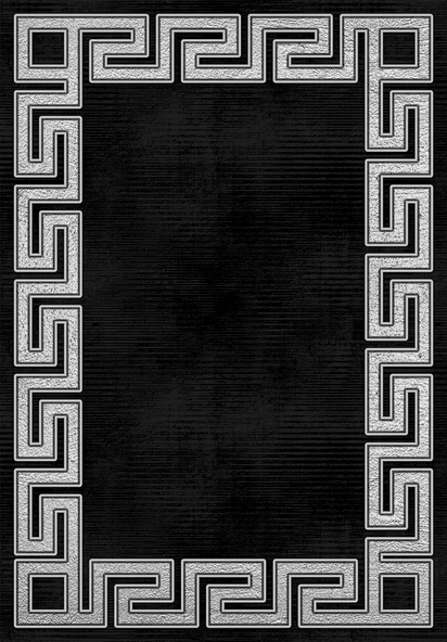 Makinede Yıkanabilir Leke Tutmaz  Siyah-Gümüş Deko Deri Kaymaz Taban Versace Salon Saçaksız Halı B1240  VİZON-GOLD 80 x 200 - 2