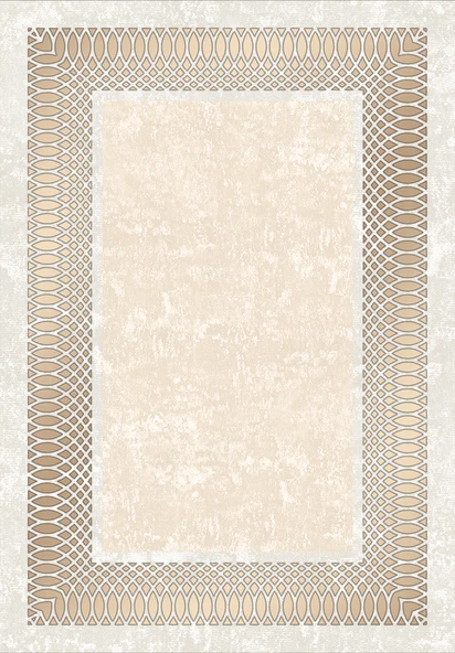 Makinede Yıkanabilir Leke Tutmaz  Krem Deko Deri Kaymaz Taban Çerçeve Salon Saçaksız Halı B1224  GÜMÜŞ 80 x 150 - Resim 2