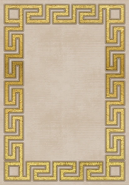 Makinede Yıkanabilir Leke Tutmaz  Krem-Gold Deko Deri Kaymaz Taban Versace Salon Saçaksız Halı B1239  BEJ-SİYAH 180 x 280 - 2