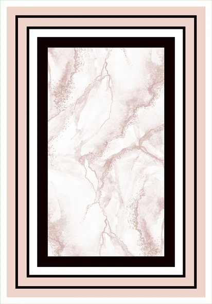 Makinede Yıkanabilir Leke Tutmaz  Pudra Deko Deri Kaymaz Taban Çerçeve Salon Saçaksız Halı B1259  PUDRA 80 x 300 - Resim 2