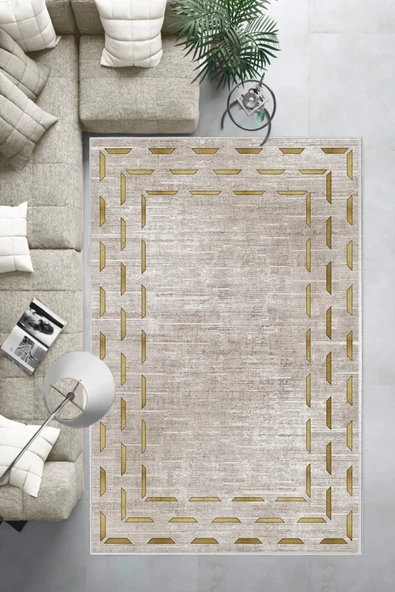 Makinede Yıkanabilir Leke Tutmaz  Kahve Dot Keçe Kaymaz Taban Salon Saçaksız Halı B1257  KAHVE 100 x 300 - Resim 6