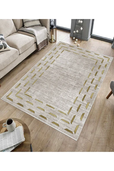 Makinede Yıkanabilir Leke Tutmaz  Kahve Dot Keçe Kaymaz Taban Salon Saçaksız Halı B1257  KAHVE 180 x 280 - Resim 5