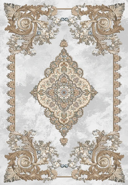 Makinede Yıkanabilir Leke Tutmaz  Gri-Kahve Deko Deri Kaymaz Taban Göbekli Salon Saçaksız Halı E4144  KAHVERENGİ 100 x 300 - Resim 2