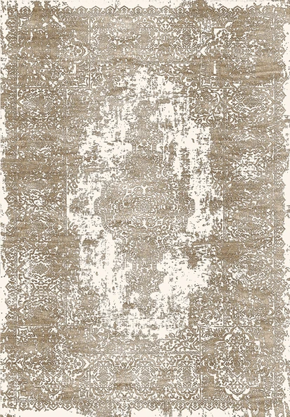 Makinede Yıkanabilir Leke Tutmaz  Vizon Deko Deri Kaymaz Taban Vintage Göbekli Salon Saçaksız Halı E4171  VİZON 120 x 180 - 2