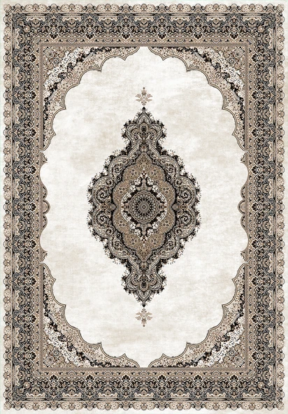 Makinede Yıkanabilir Leke Tutmaz  Kahverengi Deko Deri Kaymaz Taban Göbekli Salon Saçaksız Halı E4150  KAHVERENGİ 160 x 230 - 2