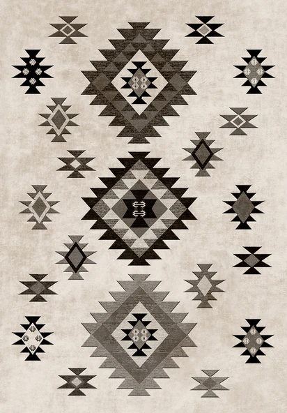 Makinede Yıkanabilir Leke Tutmaz  Bej-Gri Deko Deri Kaymaz Taban Modern Salon Saçaksız Halı A134  BEJ 180 x 280 - 2