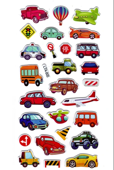Sticker Kabartmalı Stiker Çıkartma Etiket (LTA005)-18x9 cm- kamyon araba uçak