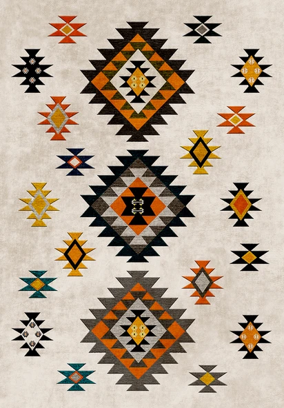 Makinede Yıkanabilir Leke Tutmaz  Multi Deko Deri Kaymaz Taban Modern Salon Saçaksız Halı A132  MULTİ 80 x 200 - 2
