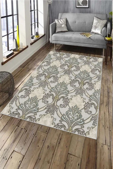 Makinede Yıkanabilir Leke Tutmaz  Multi Pvc Deri Kaymaz Taban Modern Salon Saçaksız Halı A143  MULTİ 120 x 180