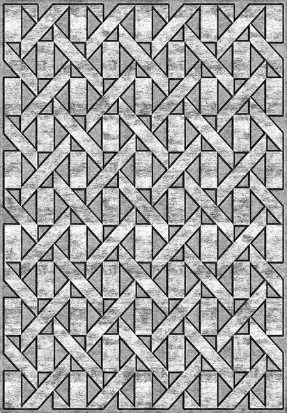 Makinede Yıkanabilir Leke Tutmaz  Gri Deko Deri Kaymaz Taban Tasarım Salon Saçaksız Halı A179  GRİ 180 x 280 - Resim 2