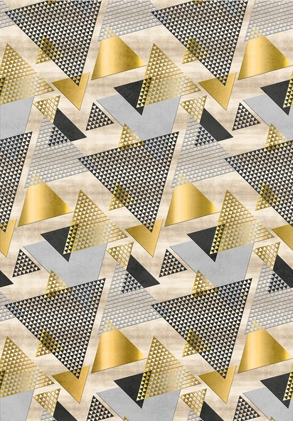 Makinede Yıkanabilir Leke Tutmaz  Gold Deko Deri Kaymaz Taban Avangart Salon Saçaksız Halı A202  GOLD 200 x 300 - 2