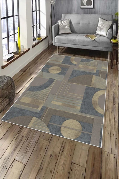 Makinede Yıkanabilir Leke Tutmaz  PetrolMavi Deko Deri Kaymaz Taban Modern Tasarım Salon Saçaksız Halı A200  PETROL MAVİSİ 120 x 180
