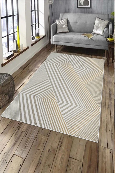 Makinede Yıkanabilir Leke Tutmaz  Orange Deko Deri Kaymaz Taban Modern Salon Saçaksız Halı A188  ORANGE 80 x 150