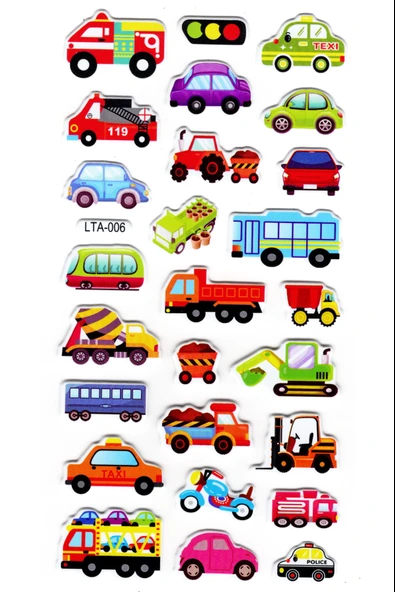 Sticker Kabartmalı Stiker Çıkartma Etiket (LTA006)-18x9 cm- itfaiye araba