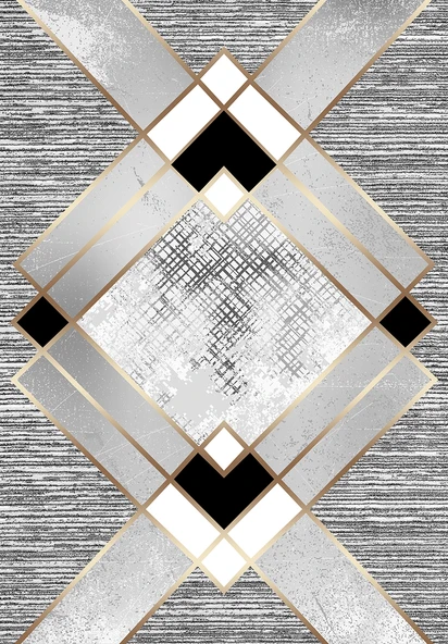 Makinede Yıkanabilir Leke Tutmaz  Gri Pvc Deri Kaymaz Taban Simetrik Salon Saçaksız Halı A242  GRİ 80 x 150 - 2