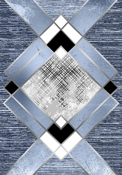 Makinede Yıkanabilir Leke Tutmaz  Mavi Deko Deri Kaymaz Taban Simetrik Salon Saçaksız Halı A241  MAVİ 200 x 300 - Resim 2