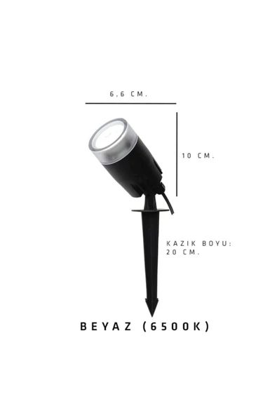 Ucuz Geldi Çim Bahçe Duvar Aydınlatma Armatürü Kazıklı Ve Rozanslı Spot Beyaz + Ampul Dahil - 3
