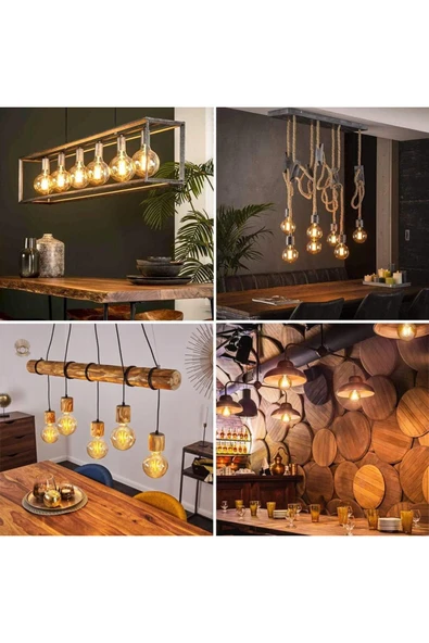 Ucuz Geldi 4W Rustik Led Ampul 2500K Dimlenebilir E27 Duylu 6 Adet Lambam G95 Amber Cam Sarı Işık Top Ampul - 8