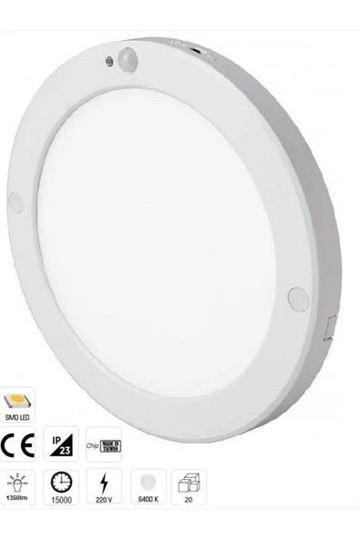 Ucuz Geldi 20w Gece Gündüz Sensörlü Sıva Üstü Tavan Armatür 6500K Beyaz Işık Cata Slim Kasa Panel Led Armatür - 8