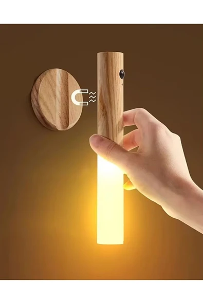 Ucuz Geldi Sensörlü Şarjlı Led Aplik Mıknatıslı Ahşap Renk Cata Kumru Gün Işığı Led Aplik Type-C Duvar Lambası - Resim 7