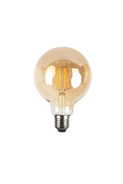 Ucuz Geldi 4W Rustik Led Ampul 2500K Dimlenebilir E27 Duylu 6 Adet Lambam G95 Amber Cam Sarı Işık Top Ampul - 7