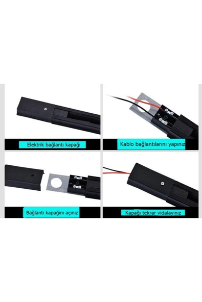 Ucuz Geldi Ray Spot Için Monofaze Ithal Ray 1 Metre Siyah Renk Ray - Resim 3