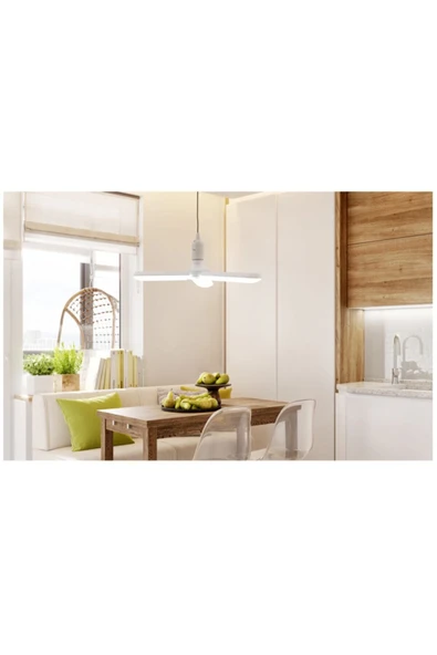 Ucuz Geldi Pervane Led Ampul 3 Kollu Katlanabilir 40w 6500k Beyaz Işık Yaprak Led Ampul - Resim 7