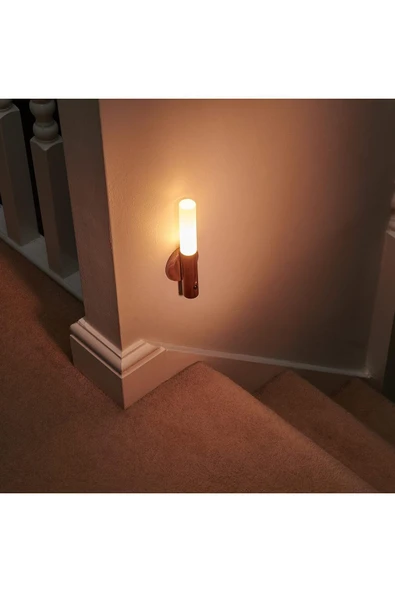 Ucuz Geldi 2 Adet Sensörlü Şarjlı Led Aplik Mıknatıslı Ahşap Renk Cata Kumru Gün Işığı Led Aplik Duvar Lambası - Resim 4