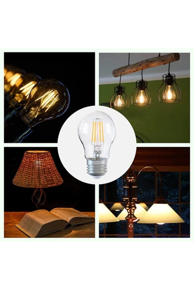 Ucuz Geldi Rustik Led Ampul 4w E27 Duy Şeffaf Cam Dim Edilebilir 3200k Gün Işığı 10 Adet Lambam A60 Led Ampul - Resim 6