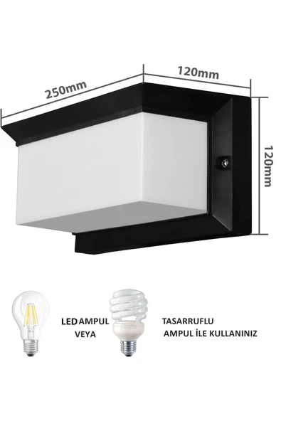 Ucuz Geldi Bahçe Aydınlatması Led Işık 25cm E27 Duylu Zita Ultra Şapkalı Bahçe Duvar Aplik Su Geçirmez - 2