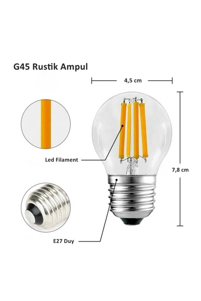 Ucuz Geldi 6 Watt Mini Top Ampul Led Filament G45 Şeffaf Cam Rustik Ampul E27 Duy 3000k Gün Işığı 10 Adet - 2