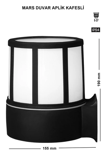 Ucuz Geldi Mars Kafesli Sensörlü Aplik Bahçe Lambası Zita Bahçe Aydınlatması 19 Cm Tavan Aplik 220v Ip54 - 3