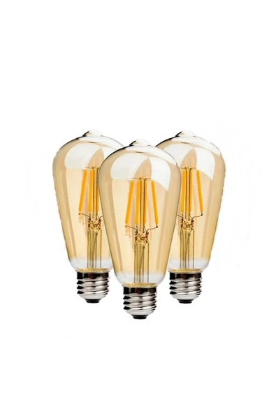 Ucuz Geldi 4 Watt Rustik Led Ampul 3 Adet St64 Dimmerli Rustik Armut Ampul E27 Duy Bal Cam Sarı Işık - Resim 8