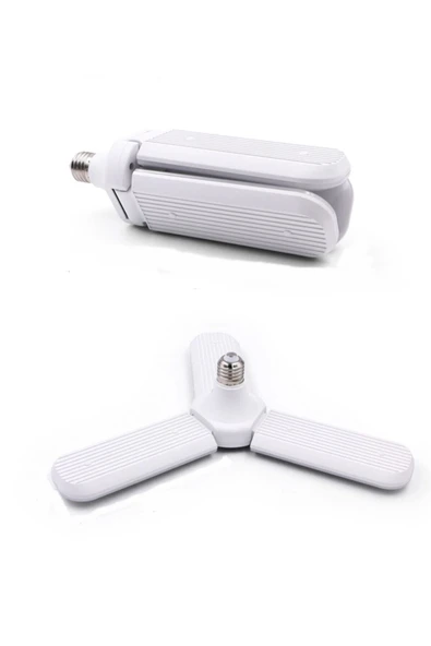 Ucuz Geldi Pervane Led Ampul 3 Kollu Katlanabilir 40w 6500k Beyaz Işık Yaprak Led Ampul ürün görseli 1