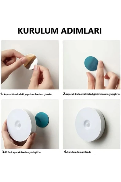 Ucuz Geldi Şarjlı Sensörlü Dolap Içi Kablosuz Led Kabin Aydınlatma 6 Adet Cata Mıknatıslı Gece Lambası - 3