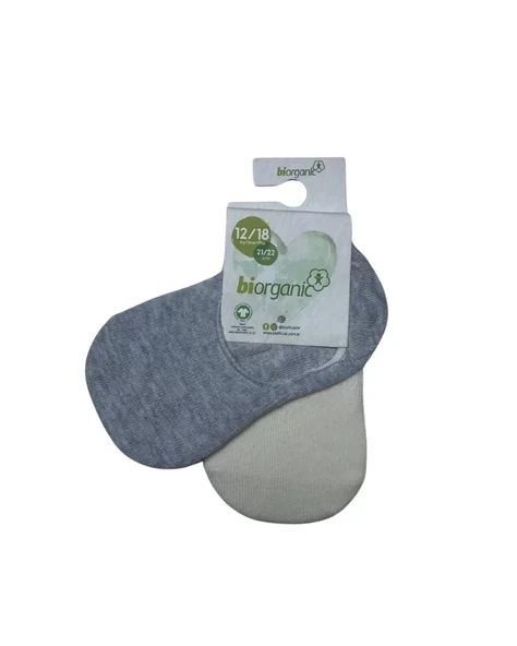 Bibaby Biorganic New Basic Kız 2'li Babet Çorap 68486 Ekru Gri