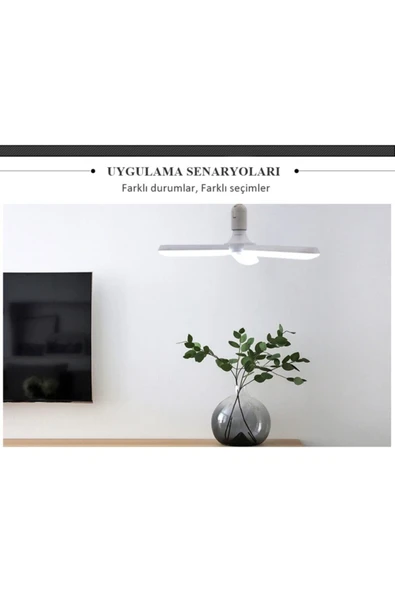Ucuz Geldi Pervane Led Ampul 3 Kollu Katlanabilir 40w 6500k Beyaz Işık Yaprak Led Ampul - Resim 6