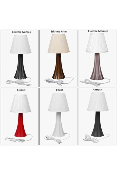 Ucuz Geldi Vertu Abajur Masa Lambası Komodin Abajur Dekoratif Polipropilen Antrasit Şifonyer Üstü Gece Lambası - 3