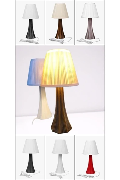 Ucuz Geldi Vertu Abajur Masa Lambası Komodin Abajur Dekoratif Polipropilen Antrasit Şifonyer Üstü Gece Lambası - 4