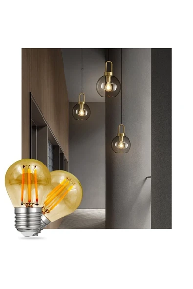 Ucuz Geldi 4 Watt Mini Top Ampul Led Filament G45 Amber Cam Rustik Ampul E27 Duy 1800k Amber Işık Rengi 3 Adet - 5