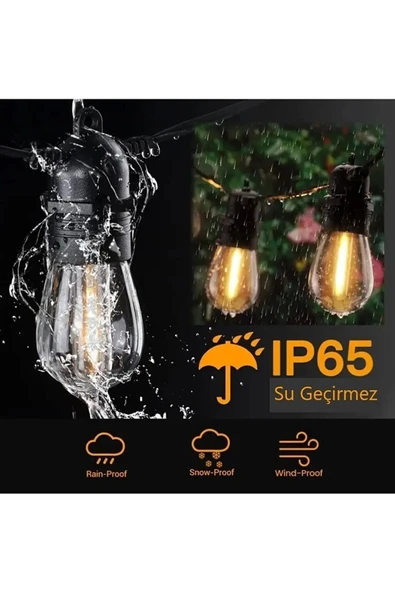 Ucuz Geldi Bahçe Organizasyon Işığı E27 10 Duylu Eklenip Uzatılabilir 10 Mt Cata Sarmaşık Dış Mekan Aydınlatma - Resim 3