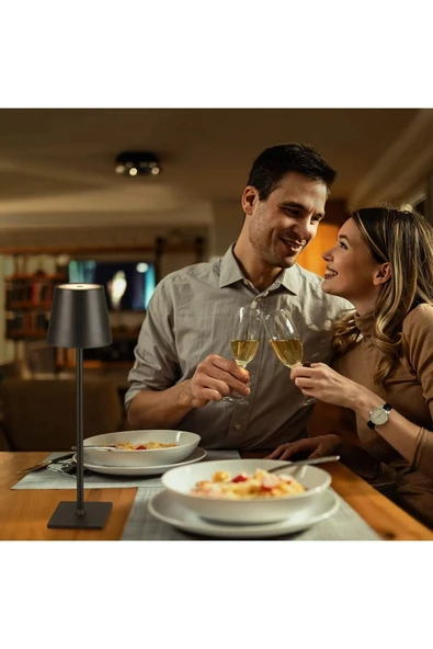 Ucuz Geldi Şarjlı Masa Lambası Dimmerli Dekoratif Abajur Cata İstanbul Siyah Dokunmatik Yemek Masası Lambası - Resim 8