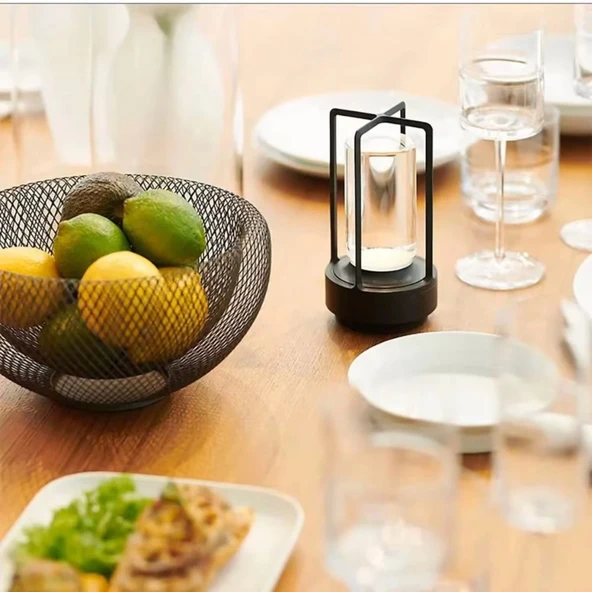 Ucuz Geldi Şarjlı Masa Lambası Dimmerli Dekoratif Abajur Cata Vegas Dokunmatik Metal Cafe Lambası Üç Işık Modu - Resim 2