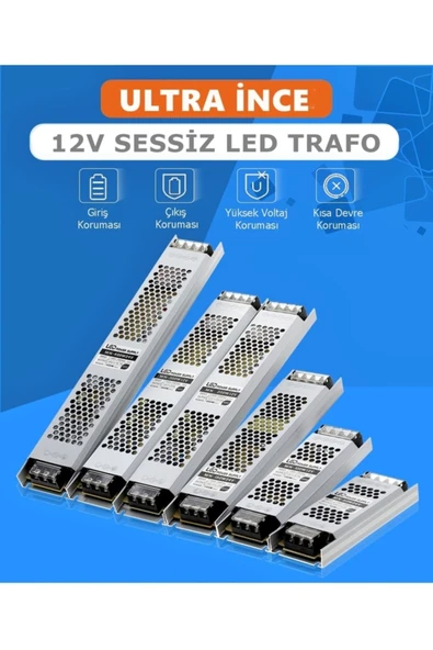 Coral Light Ultra Slim Sessiz Şerit Led Trafosu Metal Kasa 12v 12,5 Amper Led Trafo Adaptör - Resim 3