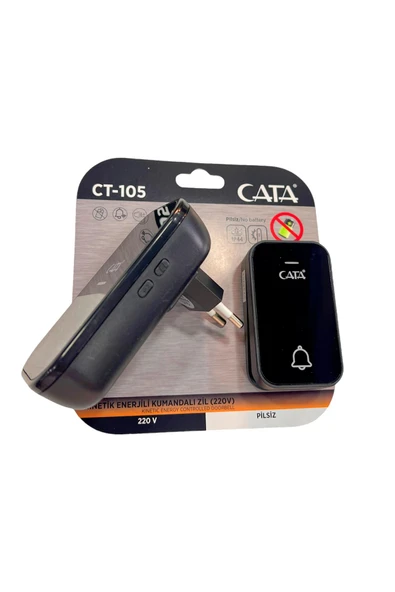 Ucuz Geldi Kinetik Enerjili Kapı Zili Pilsiz Şarjsız Kablosuz Fişi Prize Tak Çalıştır Cata Kumandalı Zil Siyah ürün görseli 1