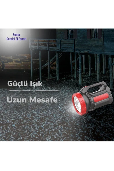 Ucuz Geldi Şarjlı Gemici El Feneri Güçlü Led Işık Kamp Lambası Cata Soma Power Led El Feneri - 4
