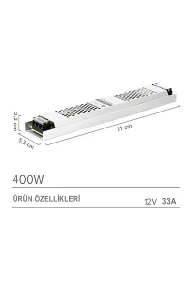 Coral Light Ultra Slim 33 Amper Sessiz Şerit Led Trafosu Metal Kasa 12v Led Trafo Adaptör - 2