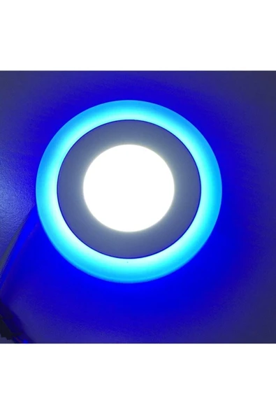 Ucuz Geldi 2 Adet Çift Renkli Hero Led Panel 3+3 Watt Dış Çapı 10 Cm Mavi-beyaz Iki Renkli Tavan Spot Lambası - 4
