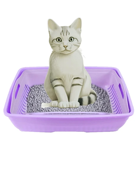 Açık Süzeçli Elekli Kedi Tuvaleti 37x49x17 cm - 5