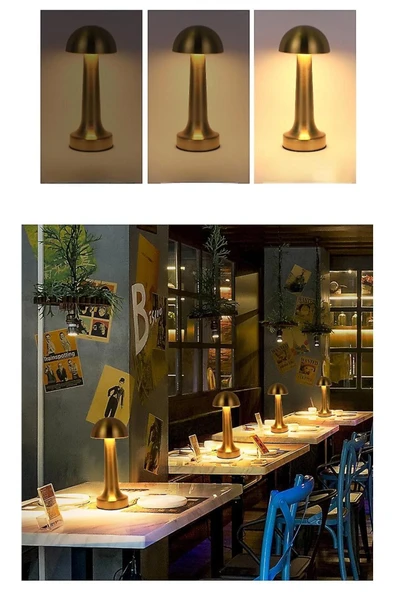Ucuz Geldi Şarjlı Masa Lambası Dimmerli Dekoratif Abajur Cata Lizbon Gold Dokunmatik Sunum Lambası 3 Renk Modu - 8